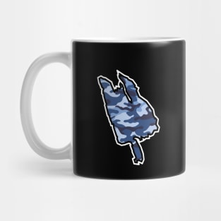 Thetis Island Silhouette in Blue Camouflage Pattern - Army Camo - Thetis Island Mug